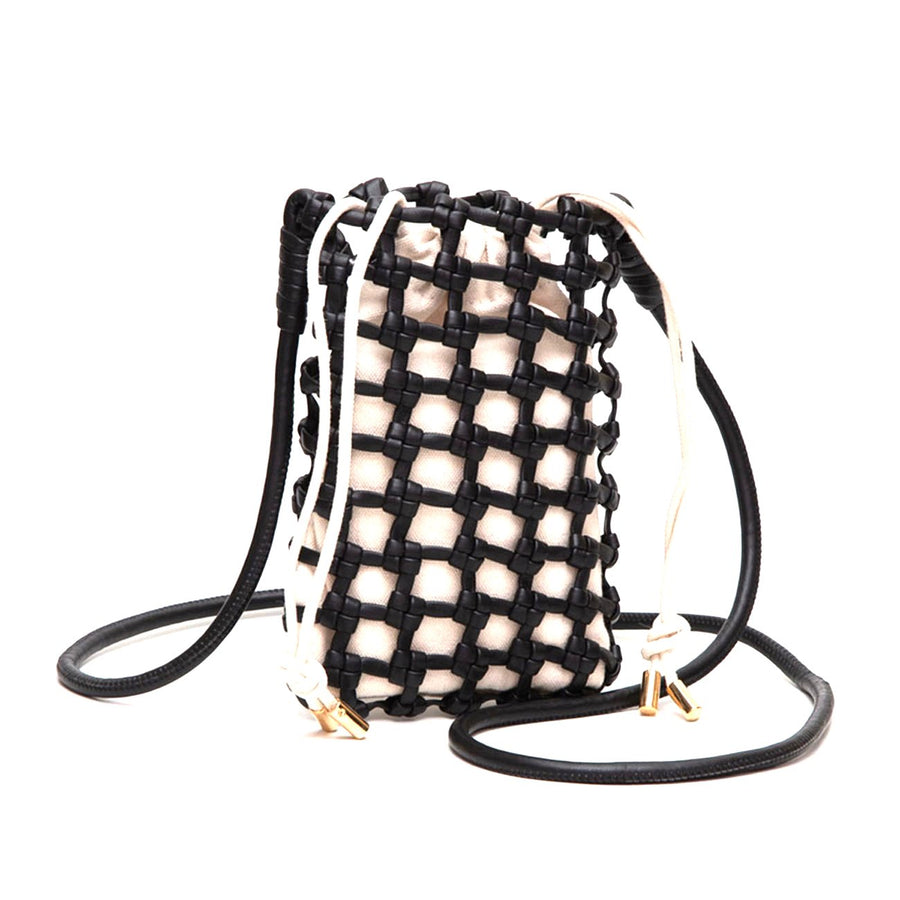 Fuchsia Leather Mini Woven Crossbody Bag