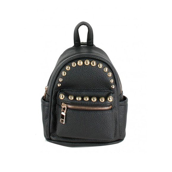 Brown Studs Strap Leather Backpack