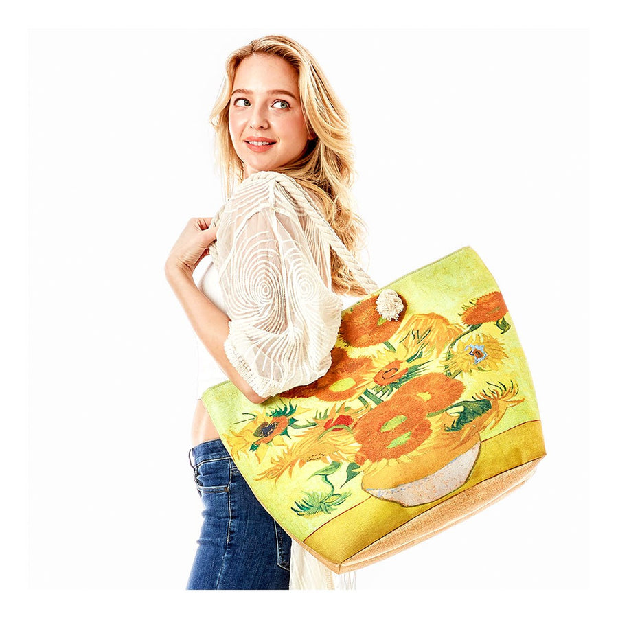 Van Gogh’s Sunflowers Print Beach Tote Bag