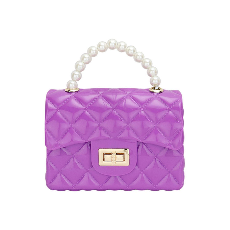 Purple Pearly Top Handle Jelly Crossbody Bag