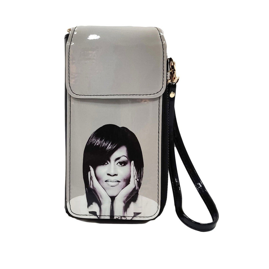 Black White Michelle Obama Smartphone Wallet Bag