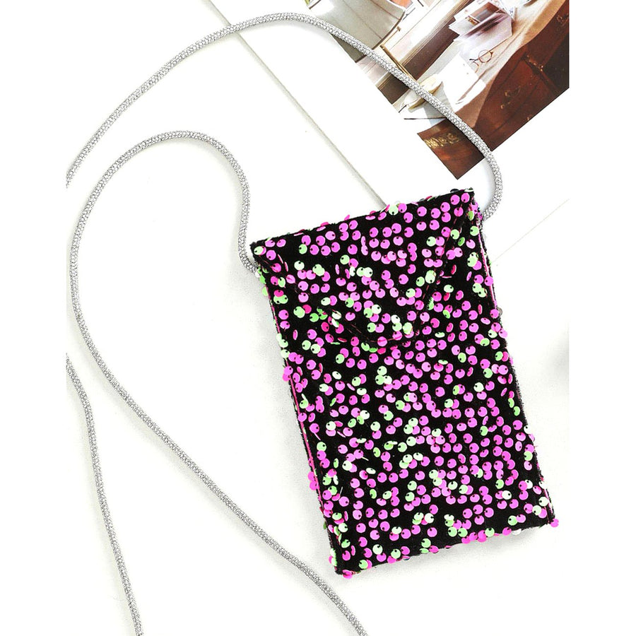 Bling Hot Pink Sequin CellPhone Crossbody Bag