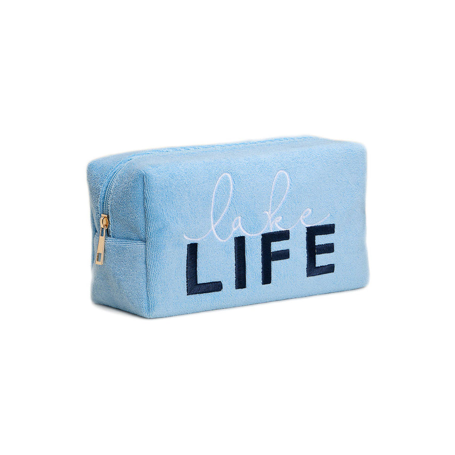 Hello Life Message Embroidered Cosmetic Pouch Organizer Bag