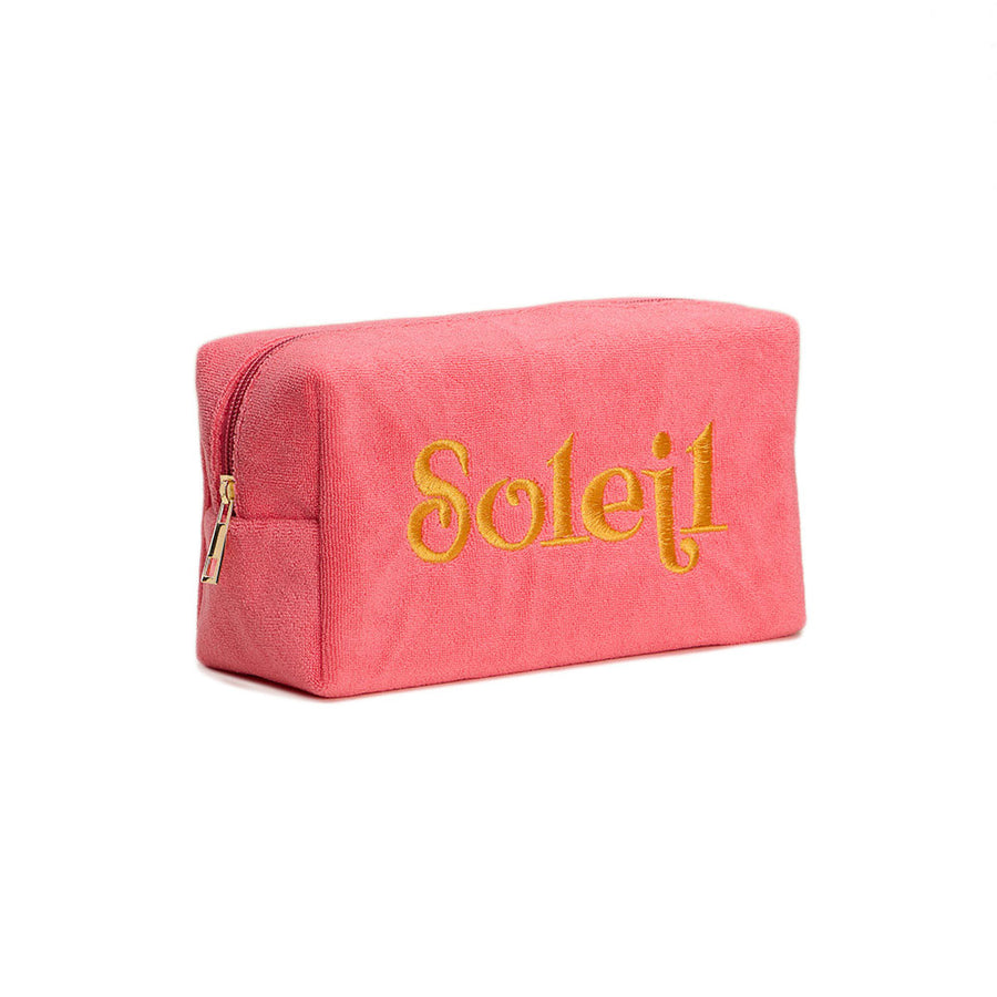 Soleil Message Embroidered Cosmetic Pouch Organizer Bag
