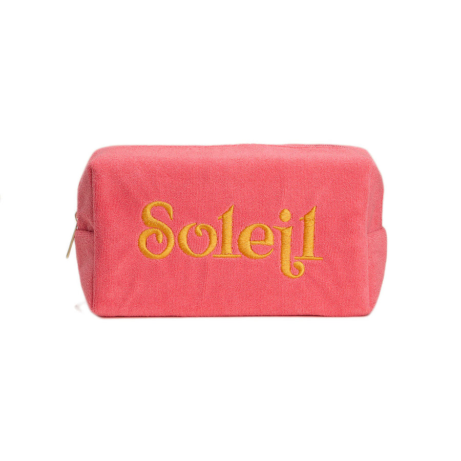 Soleil Message Embroidered Cosmetic Pouch Organizer Bag