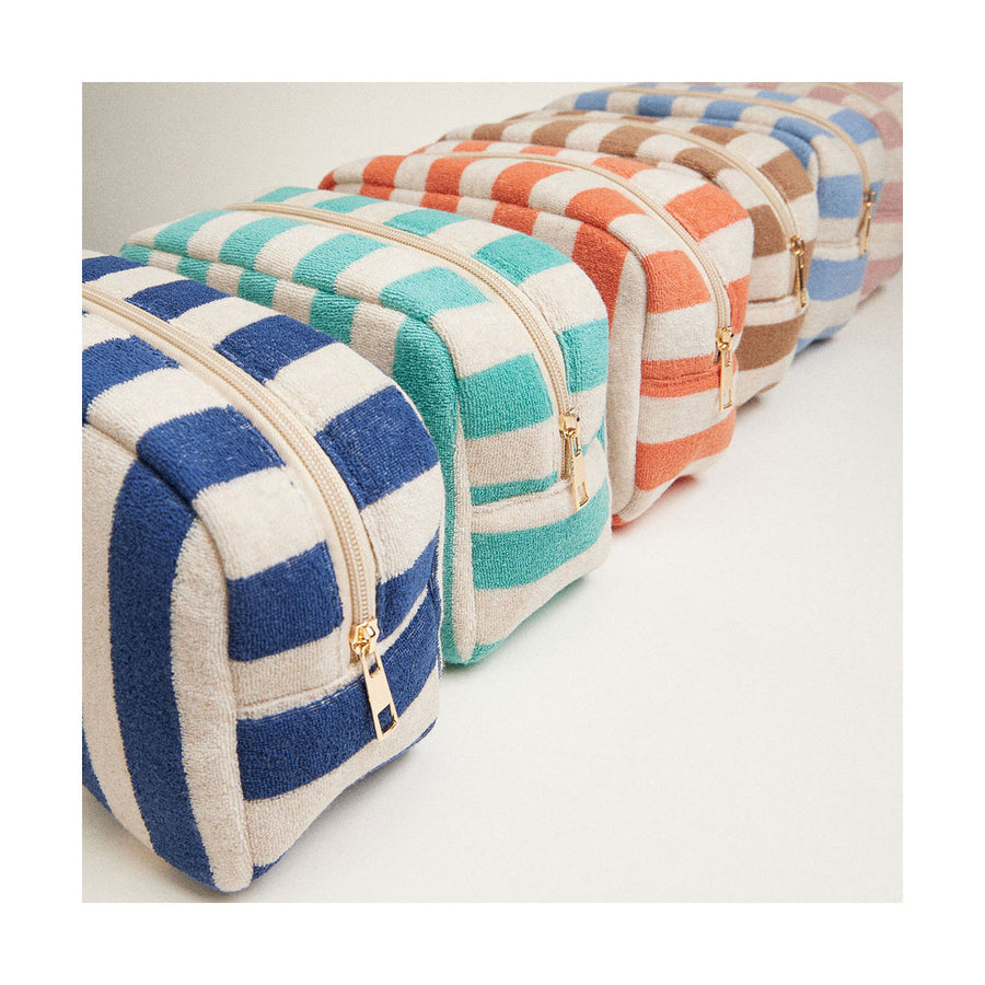 Emerald Striped Pattern Cosmetic Pouch Bag
