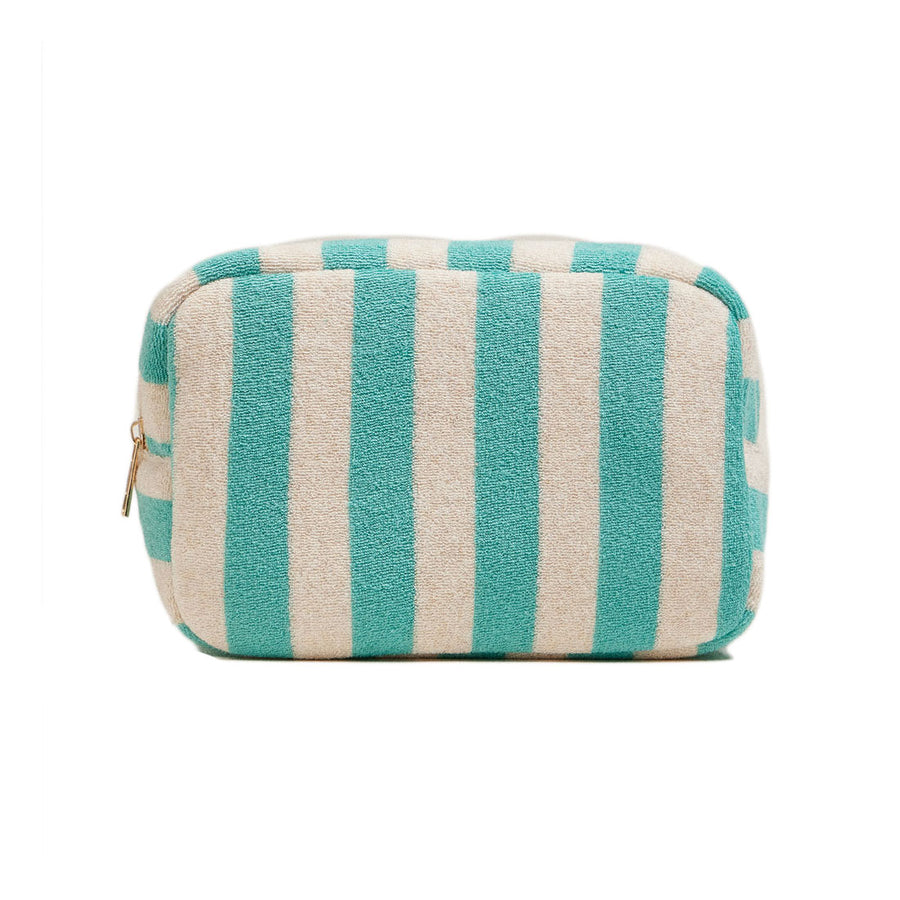 Emerald Striped Pattern Cosmetic Pouch Bag