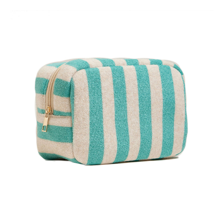 Emerald Striped Pattern Cosmetic Pouch Bag