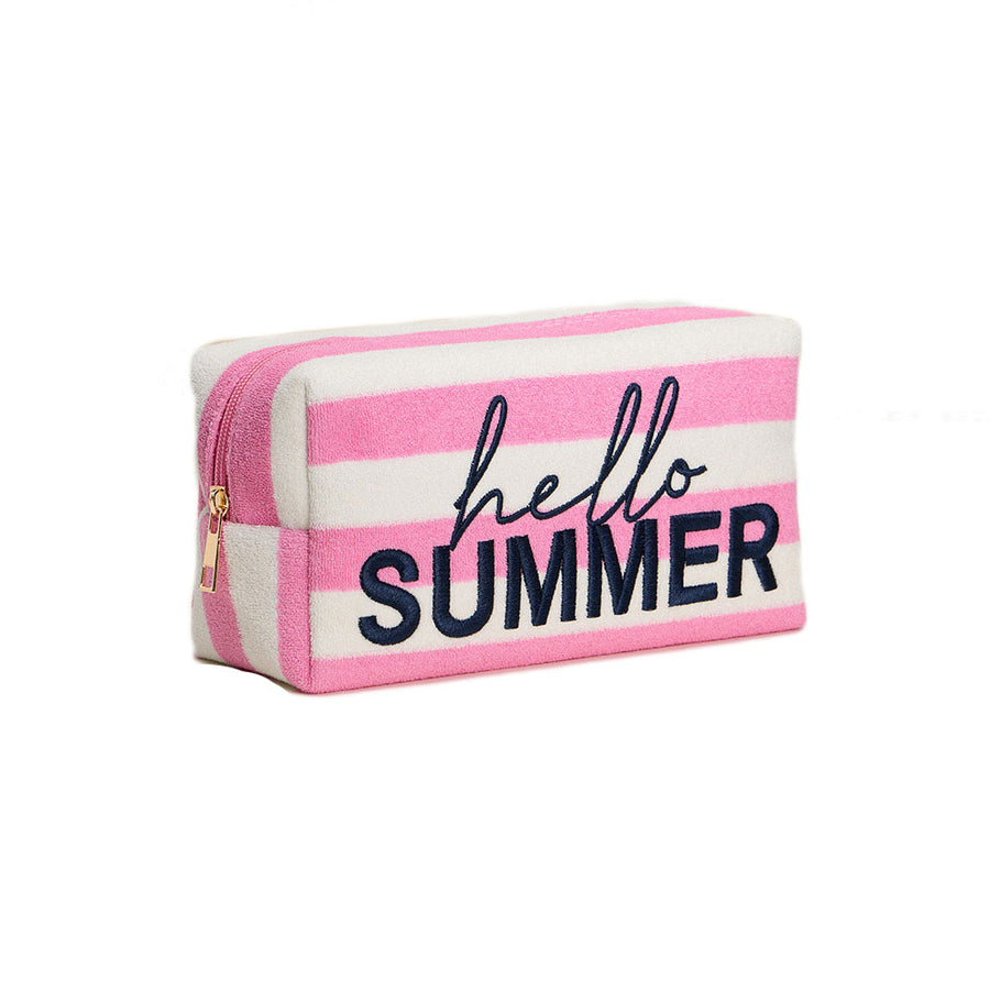 Hello Summer Message Embroidered Cosmetic Pouch Organizer Bag