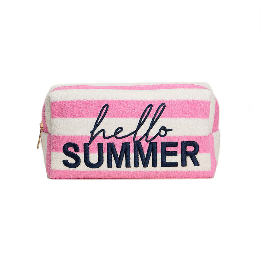 Hello Summer Message Embroidered Cosmetic Pouch Organizer Bag