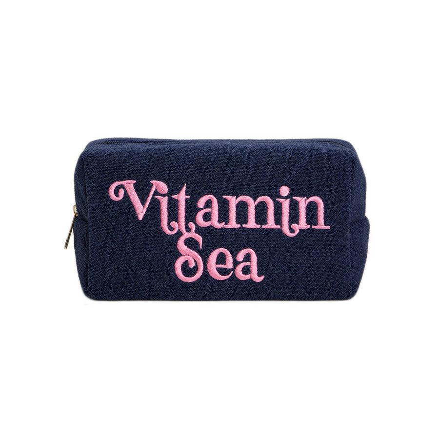 Vitamin Sea Message Embroidered Cosmetic Pouch Organizer Bag