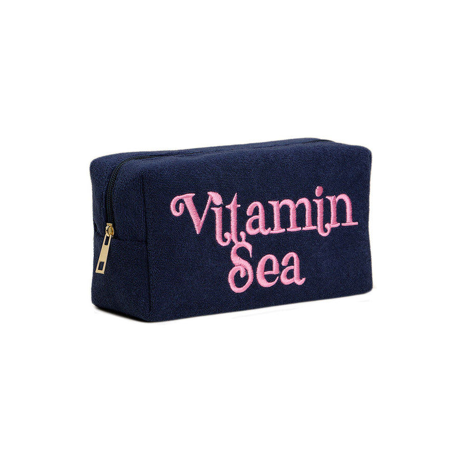 Vitamin Sea Message Embroidered Cosmetic Pouch Organizer Bag