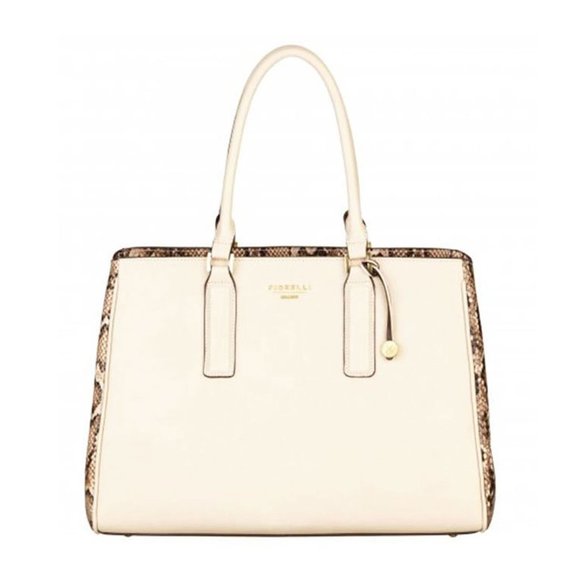 Classic Cream Python Oversized Tote Satchel Bag