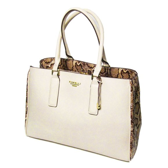 Classic Cream Python Oversized Tote Satchel Bag