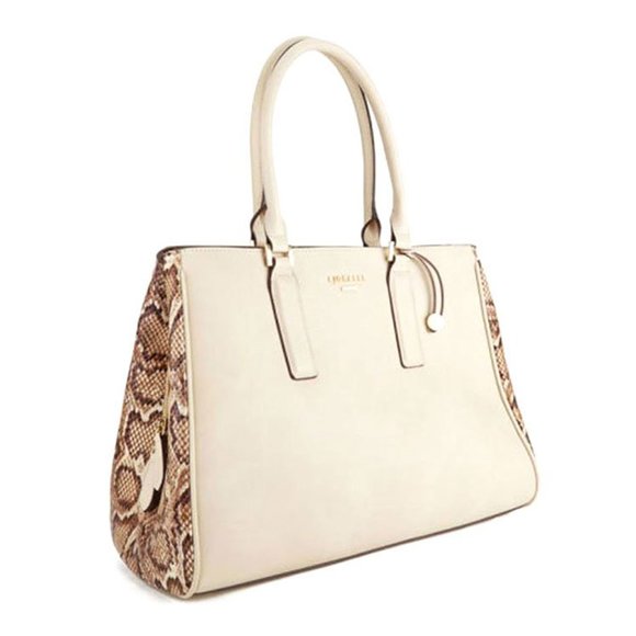 Classic Cream Python Oversized Tote Satchel Bag