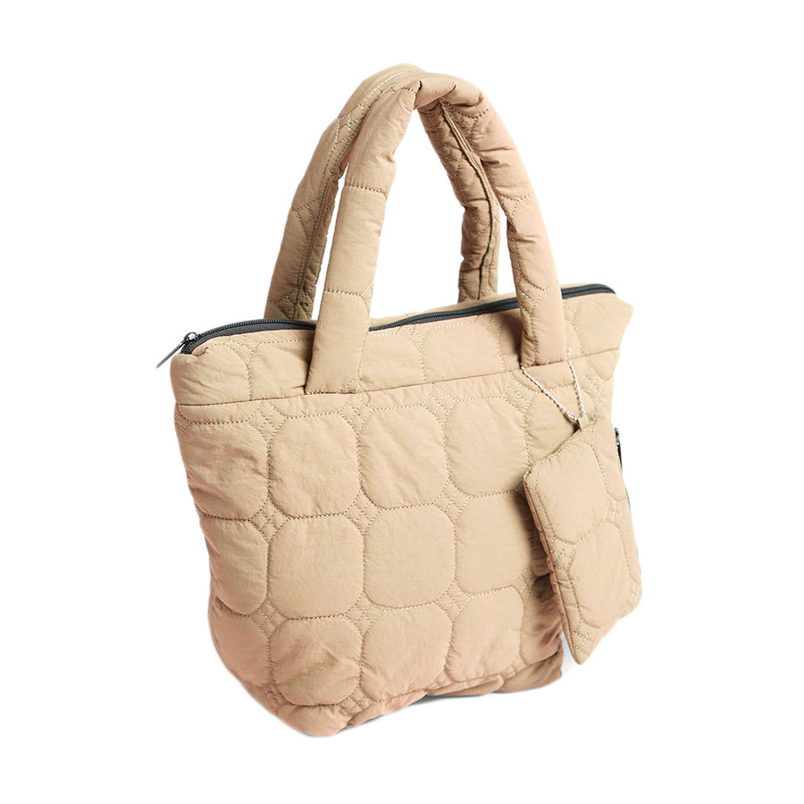 Stylish 2 in 1 Brown Quilted Padded  Phone Tote Bag