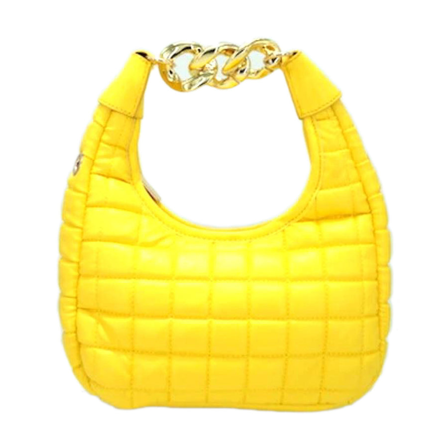 Yellow Quilted Gold Chain Shoulder Bag