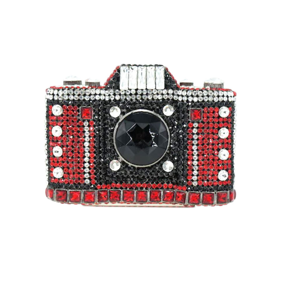 Red Rhinestone Camera Clutch Shoulder Bag