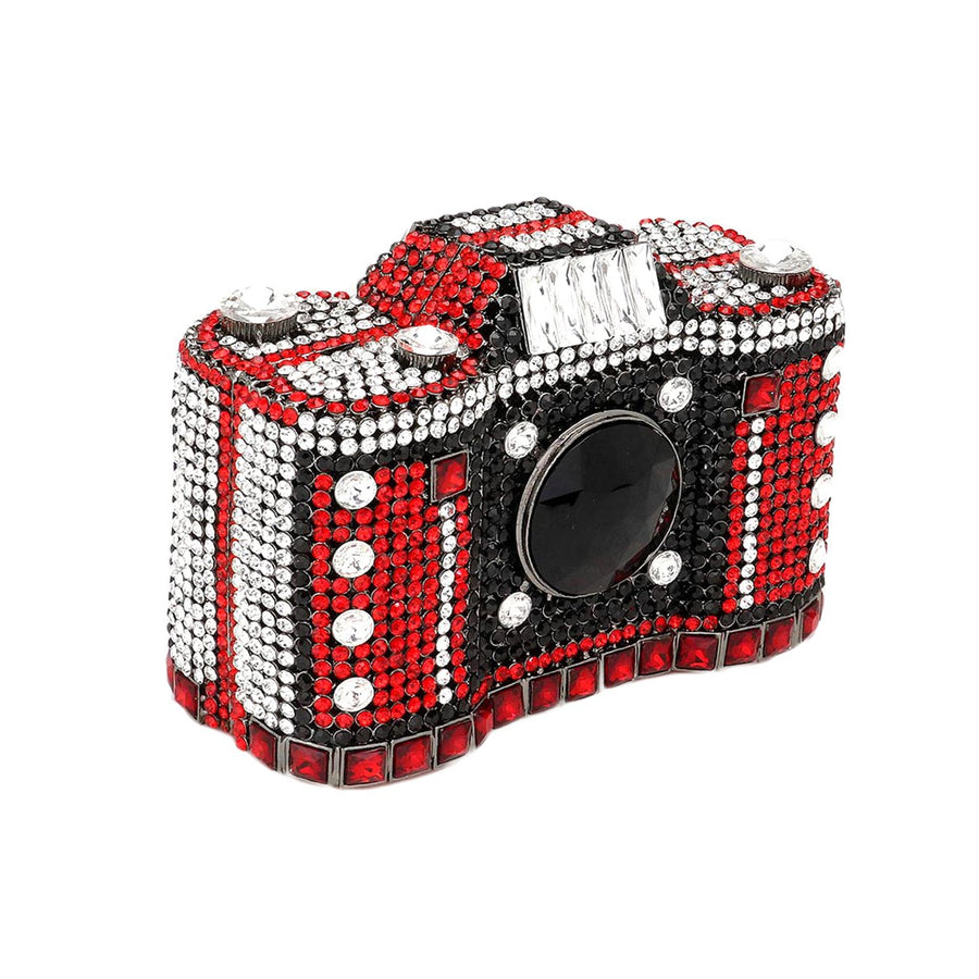 Red Rhinestone Camera Clutch Shoulder Bag