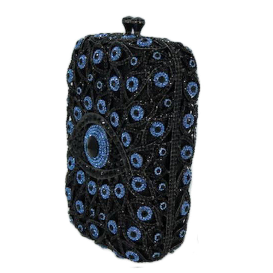 Luxe Pink Rhinestone Evil Eye Evening Clutch Case Bag