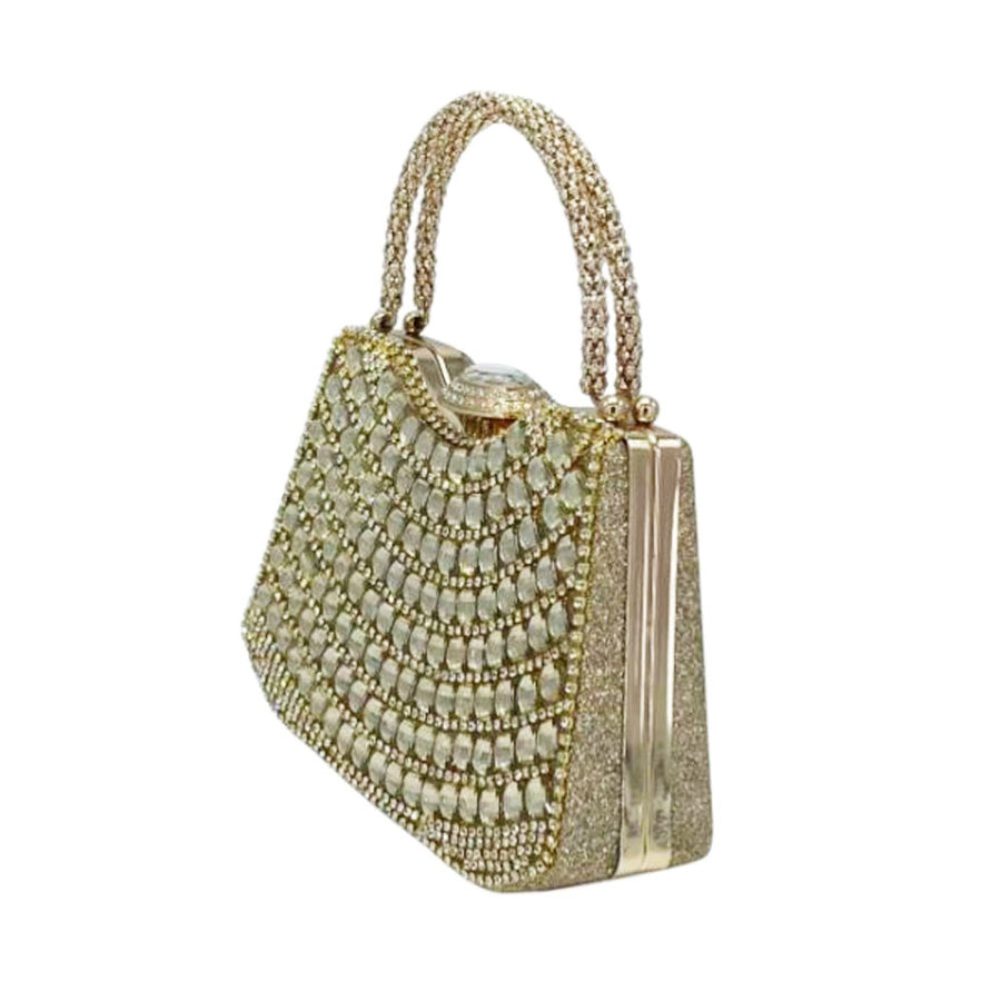 Shimmering Gold Stone Evening Bag