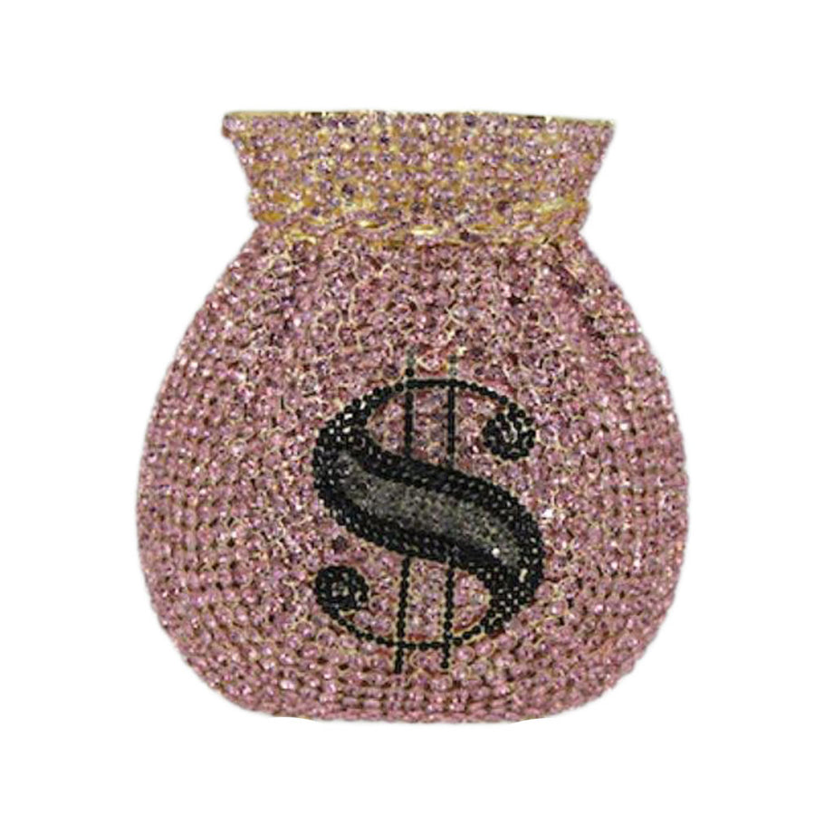 Luxe Bling Rhinestone Gold Money Evening Clutch Case Bag