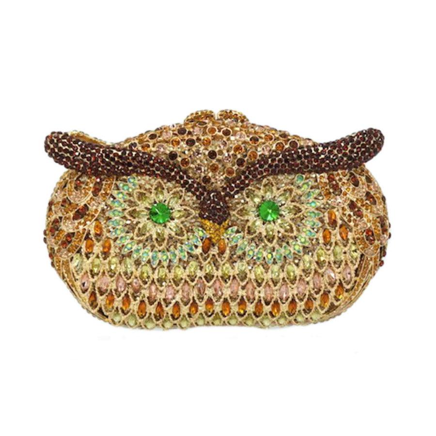 Luxe Bling Multi Blue Owl Evening Clutch Case Bag