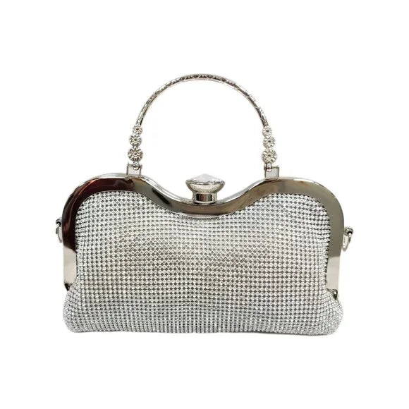 Shimmering Silver Rhinestone Clutch Bag