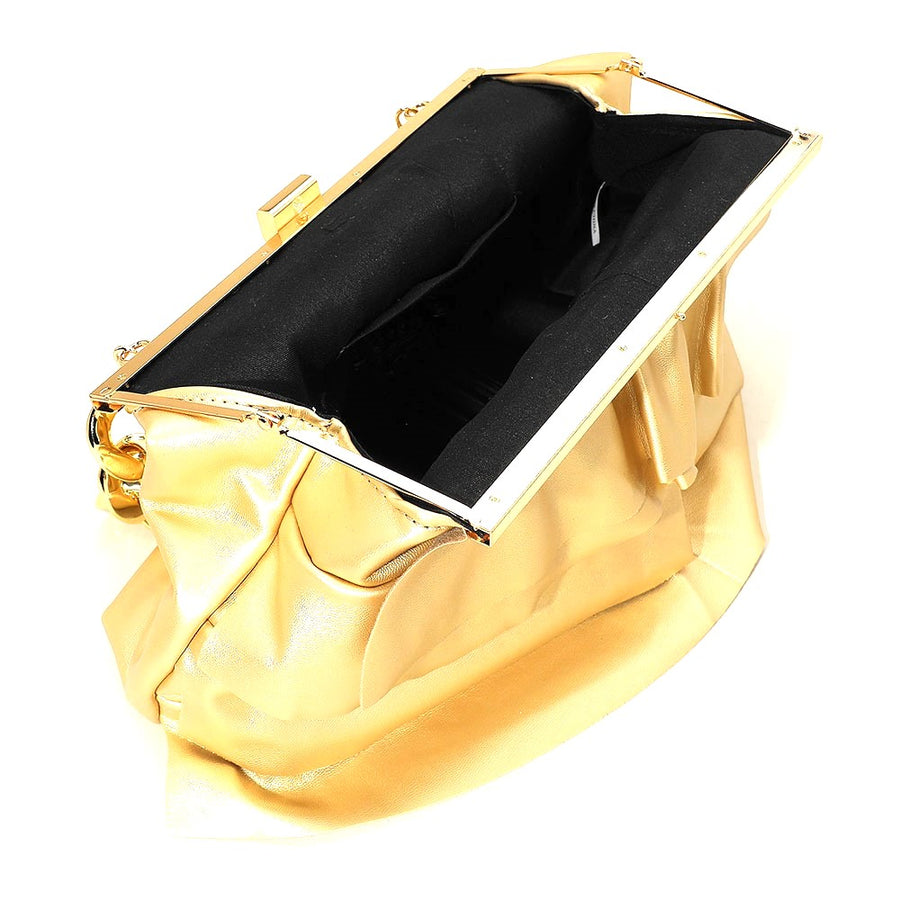Yellow Layered Ruffle Chunky Chain Clutch Bag