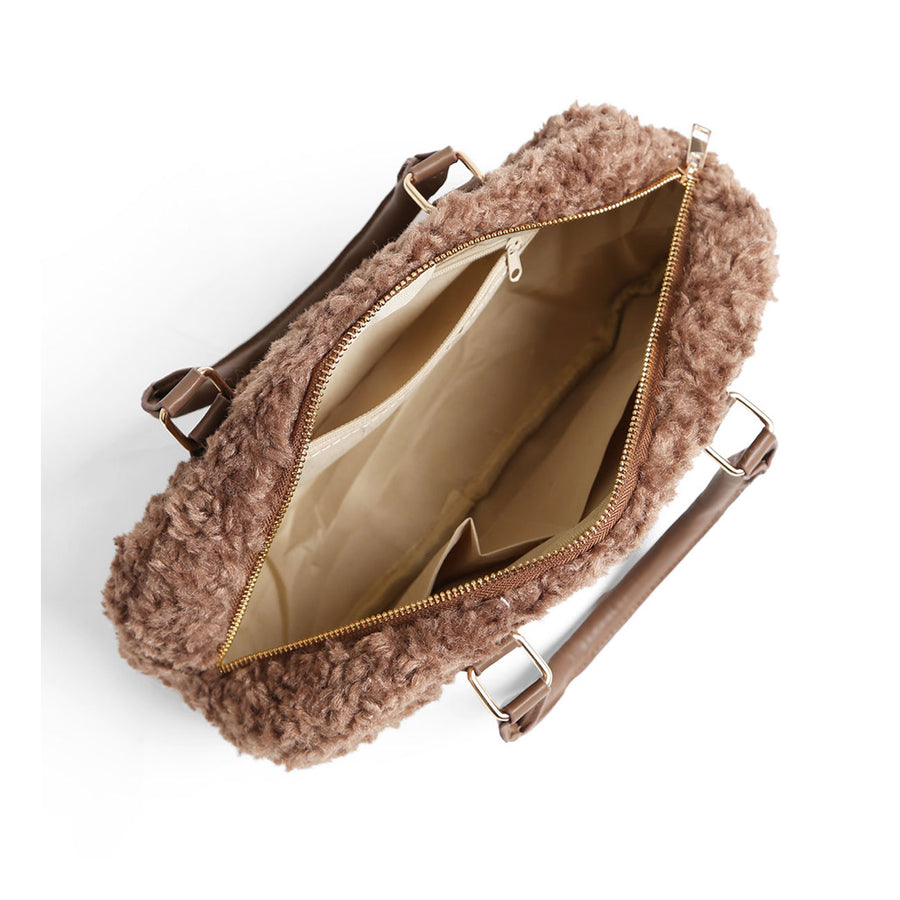 Stylish Brown Sherpa Tote Bag