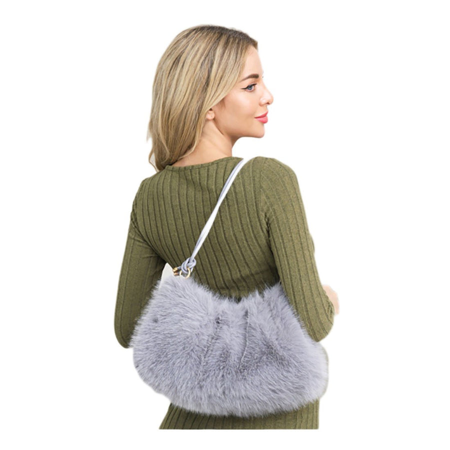 Soft Ivory Plush Furry Shoulder Bag