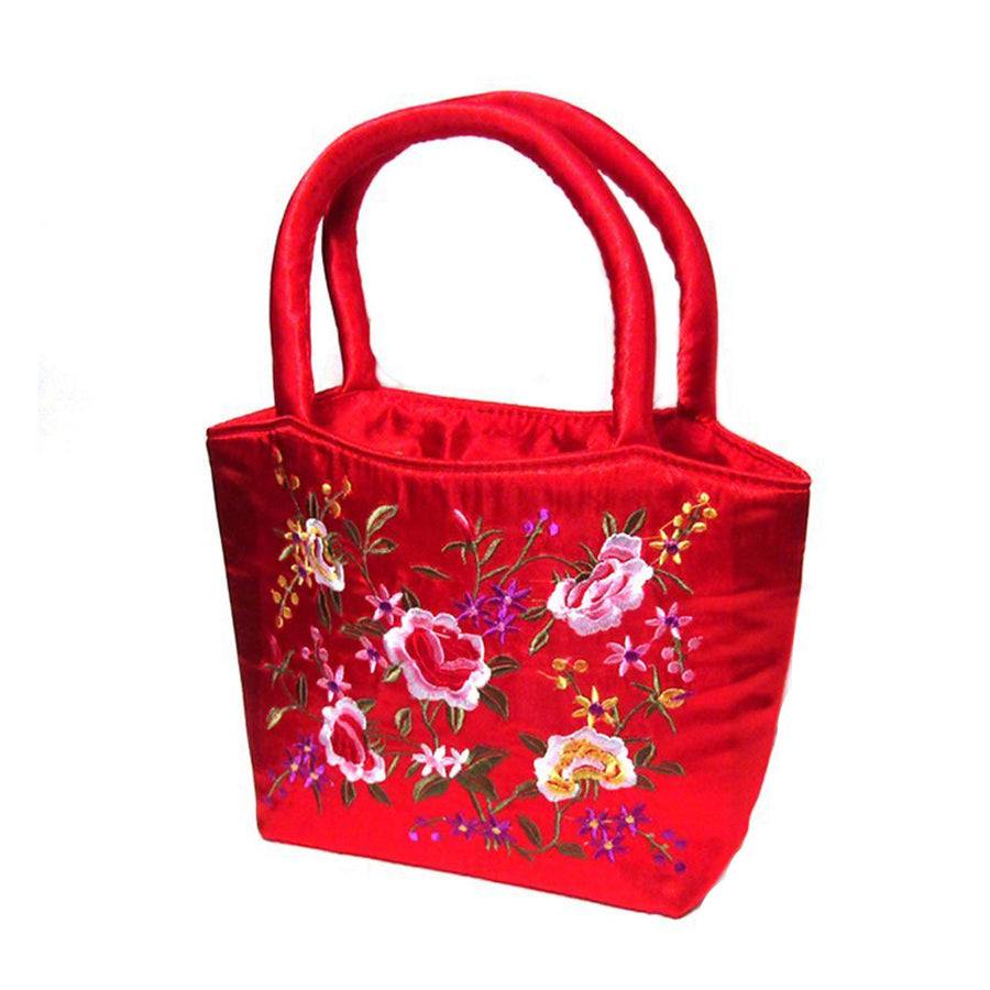 Red Silk Brocade Tote Bag