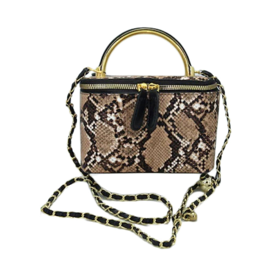 Khaki Snake Pattern Crossbody Bag