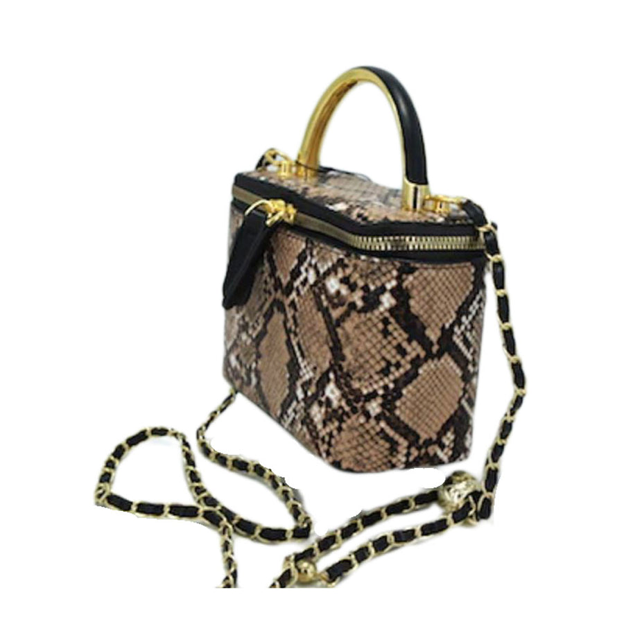 Khaki Snake Pattern Crossbody Bag