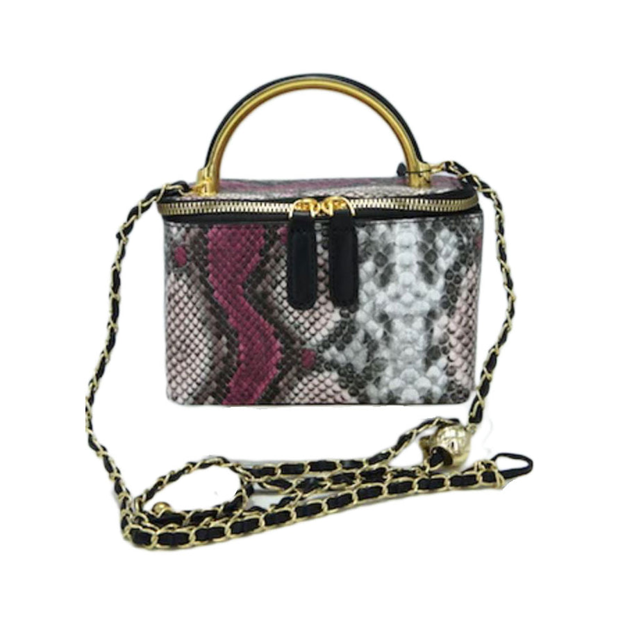 Khaki Snake Pattern Crossbody Bag