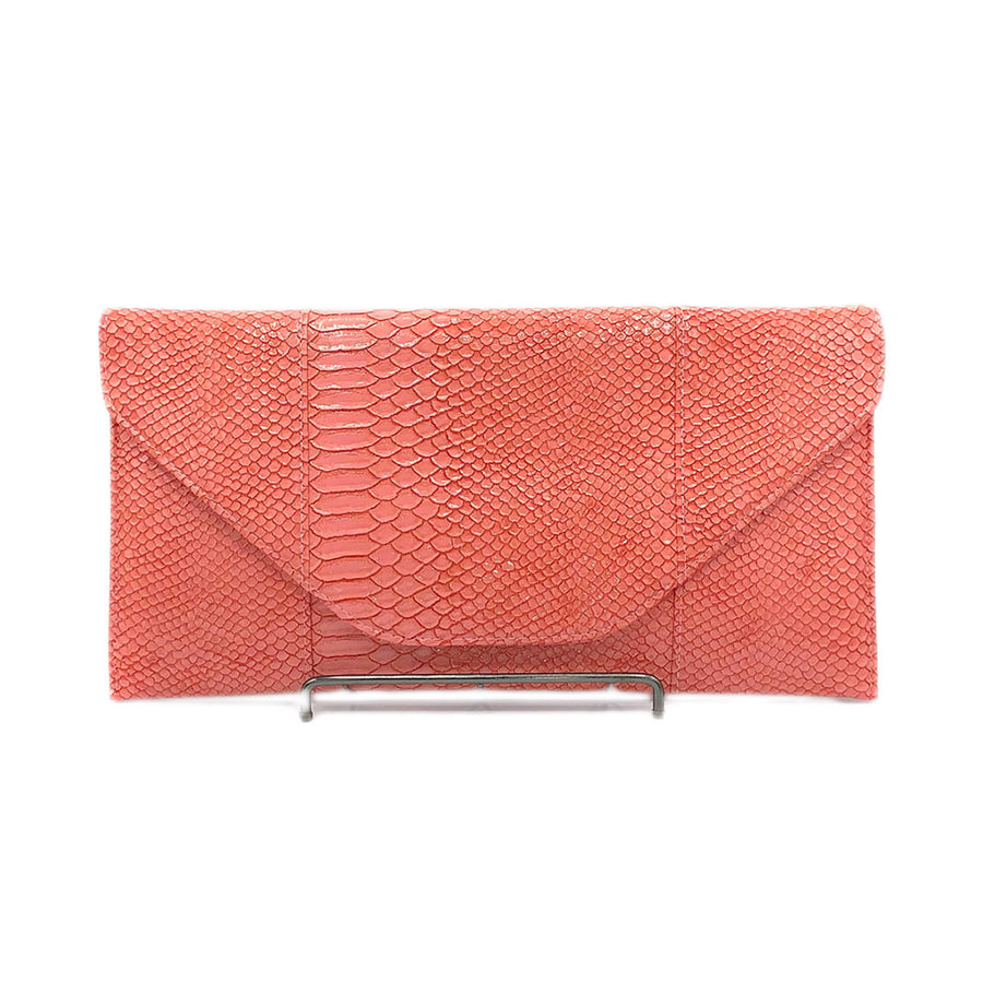 Gorgeous Pink Snake Skin Envelope Clutch Bag