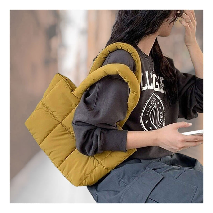 Stylish Mustard Quilted Padded Shoulder Bag