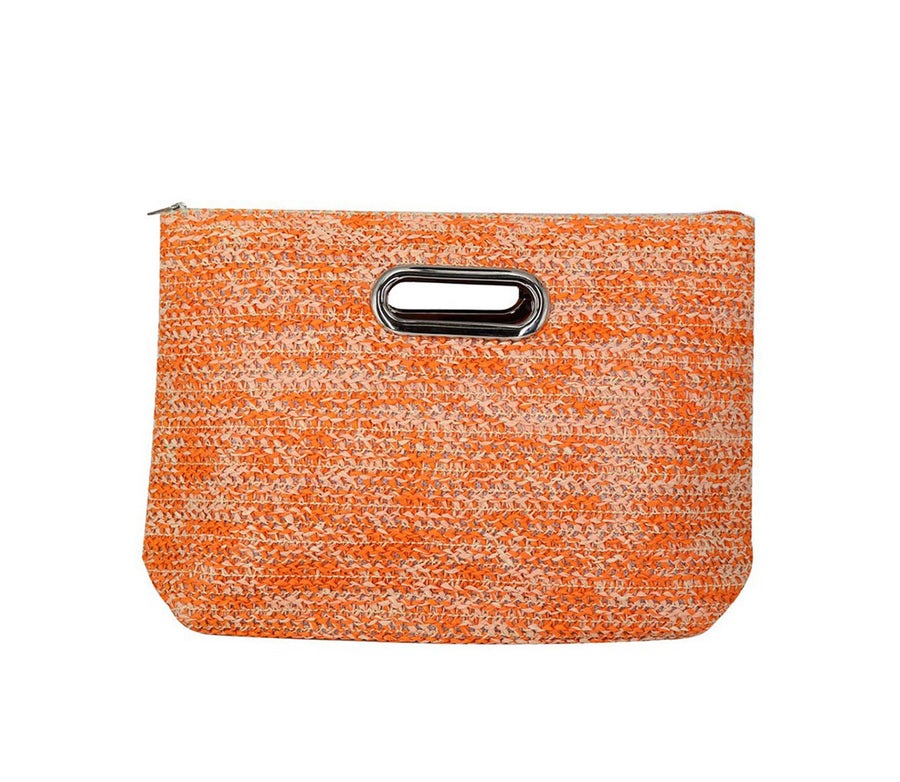 Mixed Color Straw Clutch