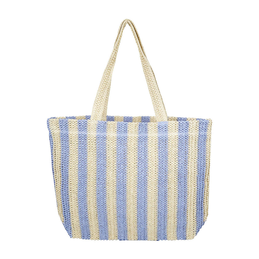 Oversize Green Stripe Straw Crochet Tote Bag