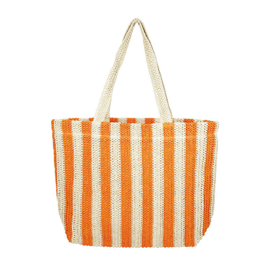 Oversize Green Stripe Straw Crochet Tote Bag