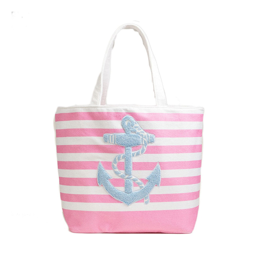 Pink Anchor Stripe Tote Bag