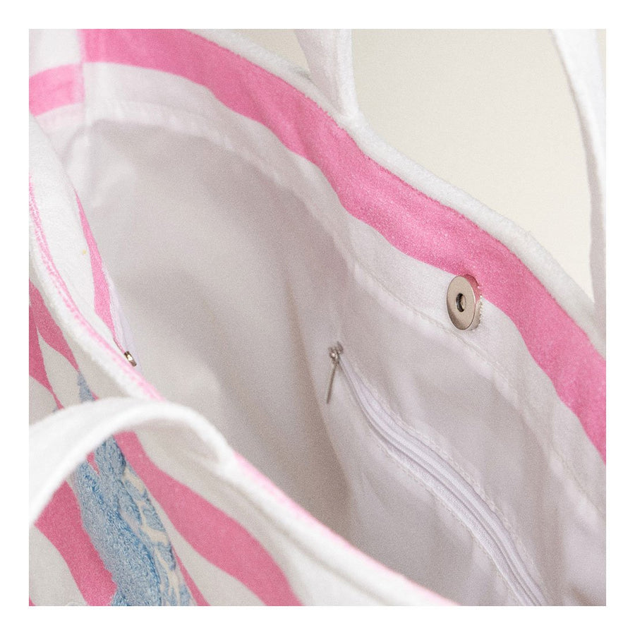 Pink Anchor Stripe Tote Bag