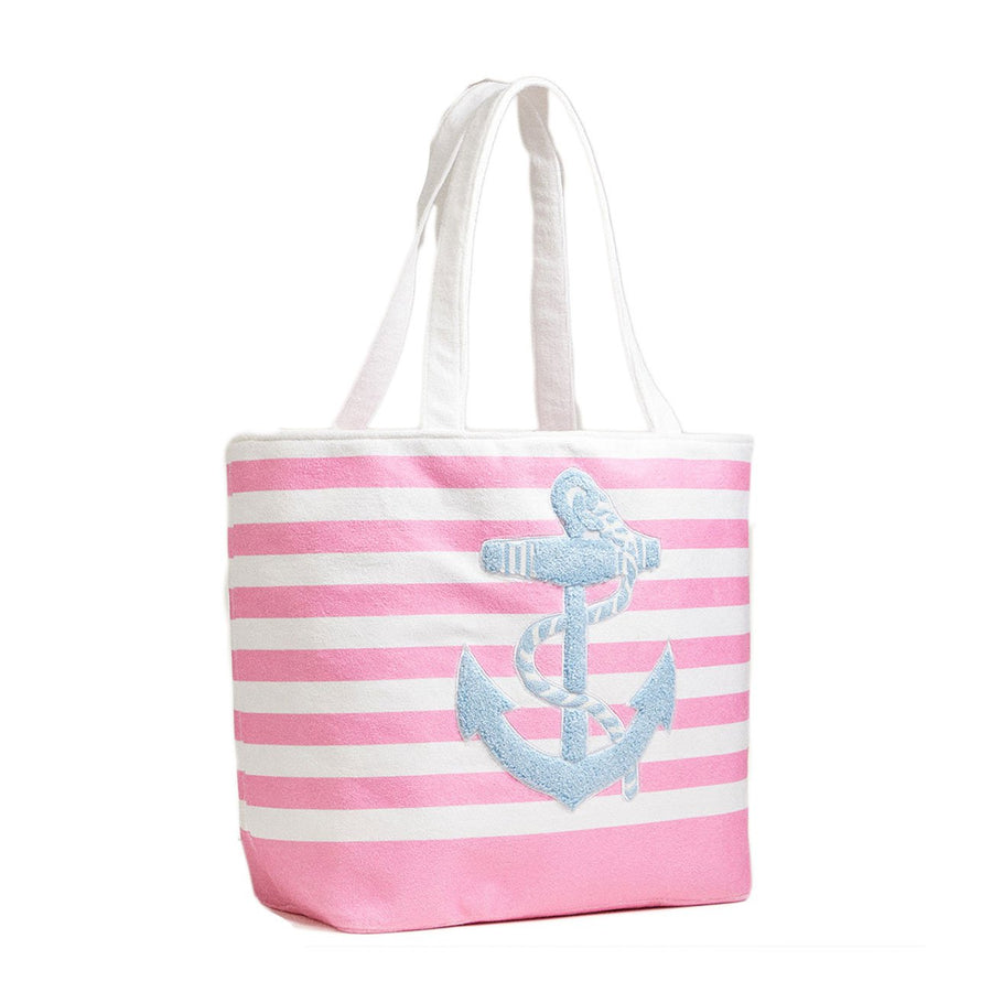 Pink Anchor Stripe Tote Bag