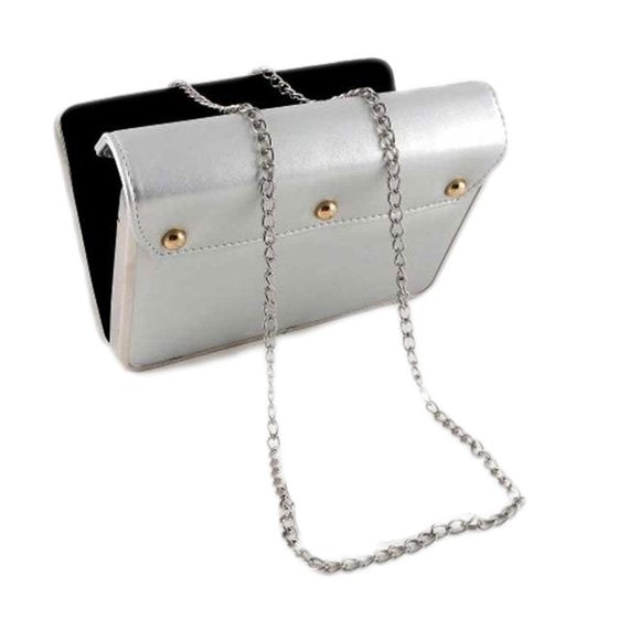 Silver leatherette Fashion Lady Sunglass Clutch Bag