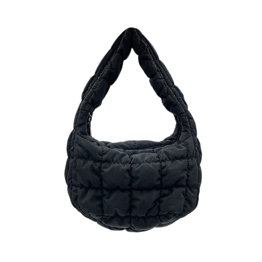 Chic Beige Quilted Puffer Shoulder Cloud Bag