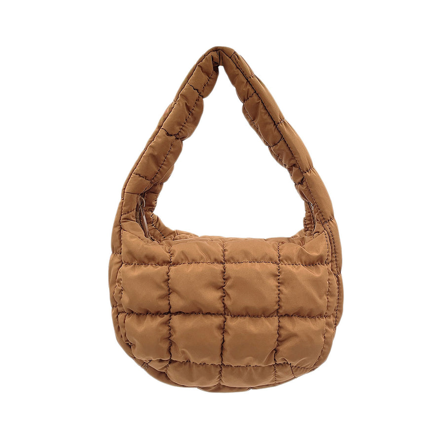 Chic Beige Quilted Puffer Shoulder Cloud Bag