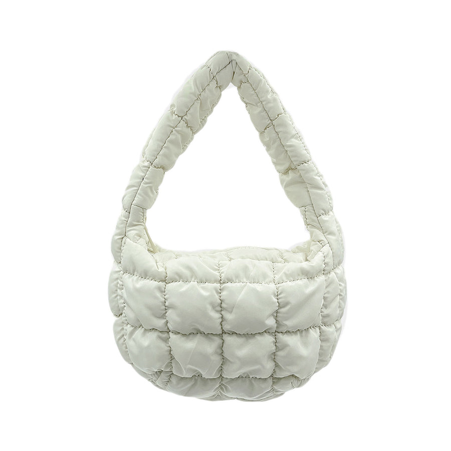 Chic Beige Quilted Puffer Shoulder Cloud Bag