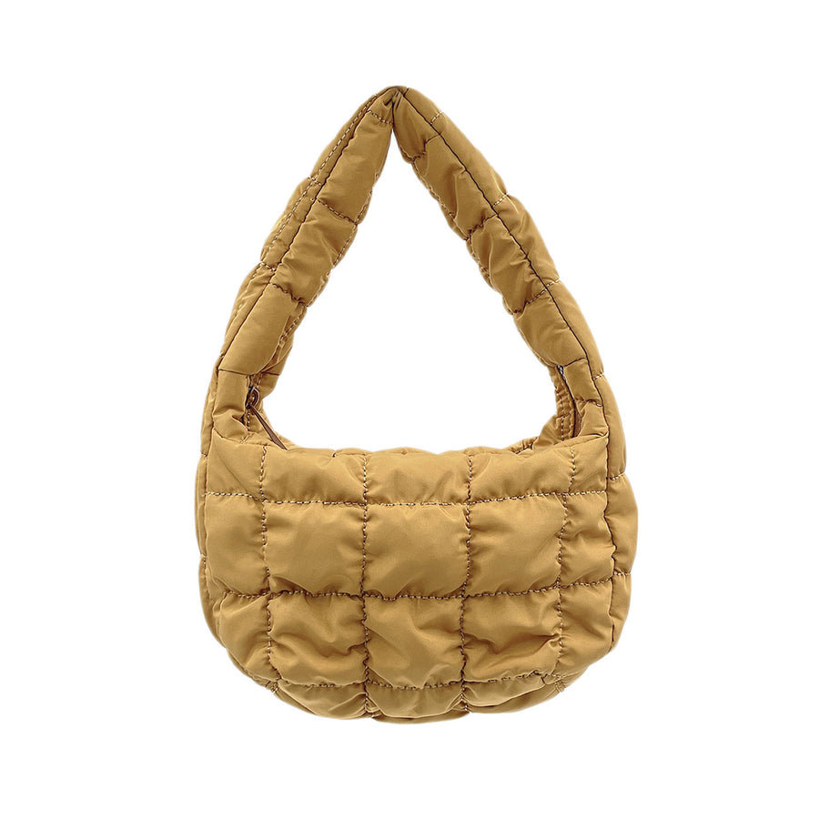 Chic Beige Quilted Puffer Shoulder Cloud Bag