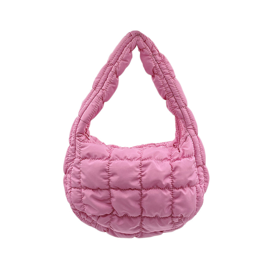 Chic Beige Quilted Puffer Shoulder Cloud Bag