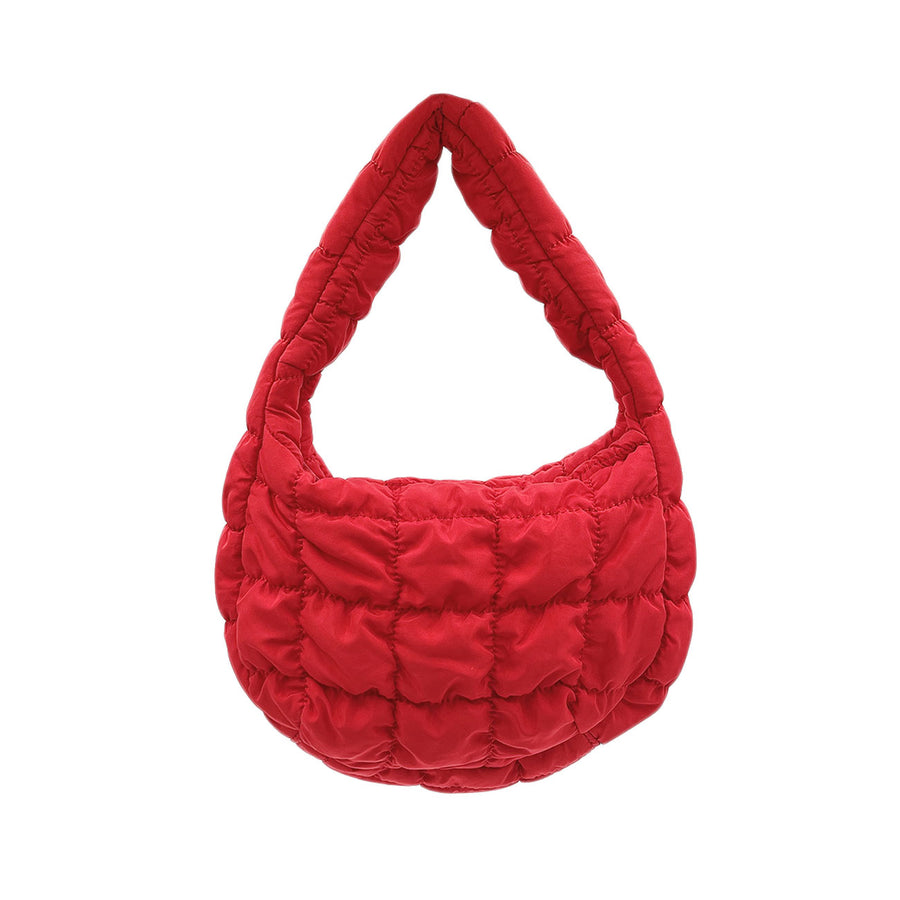 Chic Beige Quilted Puffer Shoulder Cloud Bag